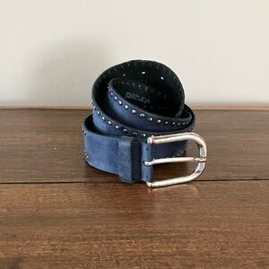 Vintage Vanzetti Studded Blue Suede (Leather Coated) Belt - Made in Germany